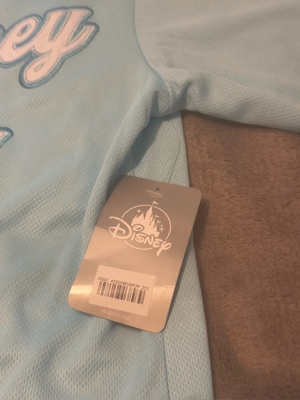 Walt Disney Cinderella Princess NWT Baseball Jersey Sky Blue Size XS Short  L - Picture 3 of 8